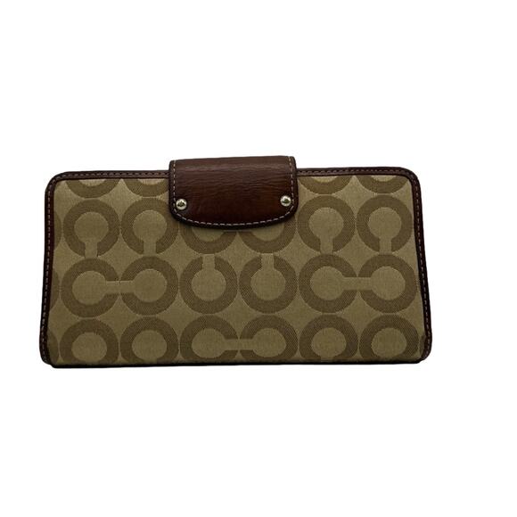 COACH Brown Signature Canvas Wallet - Picture 2 of 10